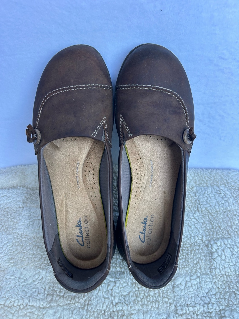 Clarks Collection Neenah Garden Brown Leather Comfort Loafers Women's 9.5M